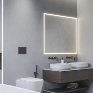 Comprar espejo a medida con marco termoplástico y luz COB para un diseño moderno y resistente.